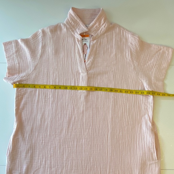 Three Dots Double Gauze 100% Cotton Shirt Dress Light Pink Sz XXL - Picture 11 of 12